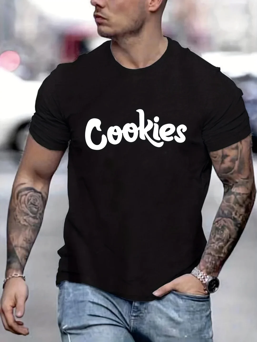 Cookies Print Men Slogan T-Shirt