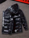 Kid Boys Letters Print Hooded -padded Jacket Metallic Warm Coat