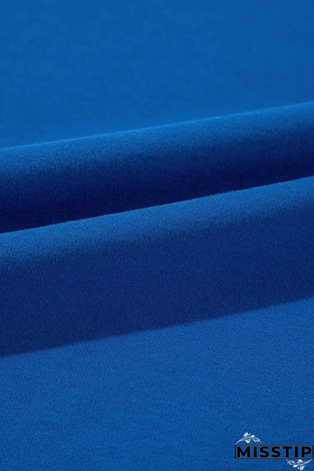 Sky Blue Color Block Edge Balloon Sleeve Plus Size Sweatshirt