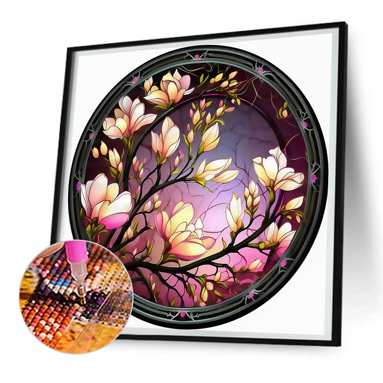  DVWIVGY Stained Glass Flower 5D Diamond Painting Kits for  Adults, Diamond Art Kits Round Full Drill Diamond Arts Craft for Home Wall  Decor Canvas 16x12in