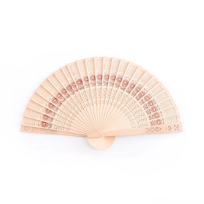 Wooden Fan Chinese Sandalwood Fan Antique Portable Hollow All Wooden Fan Vintage Daily Folding Fan Women’s Folding Fan