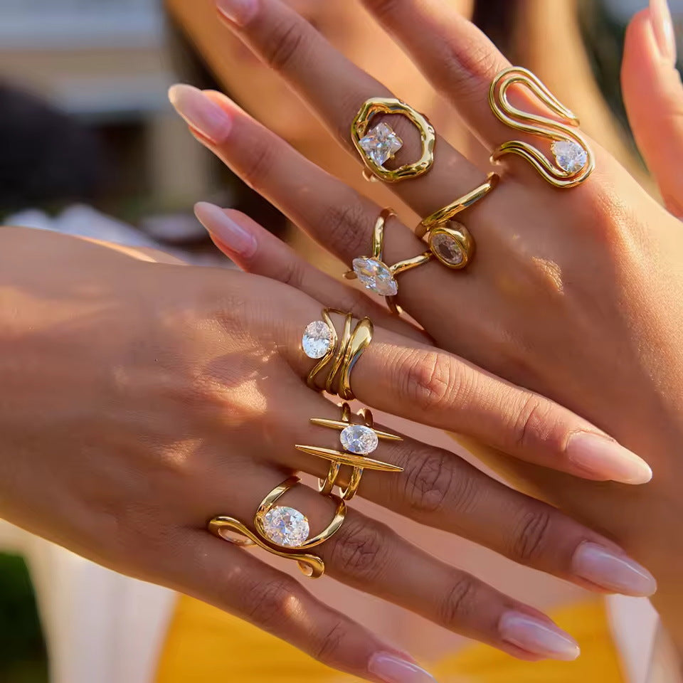 Jie Ding Zircon Ring Titanium Steel Jewelry Hot Sale Stainless Steel Rings