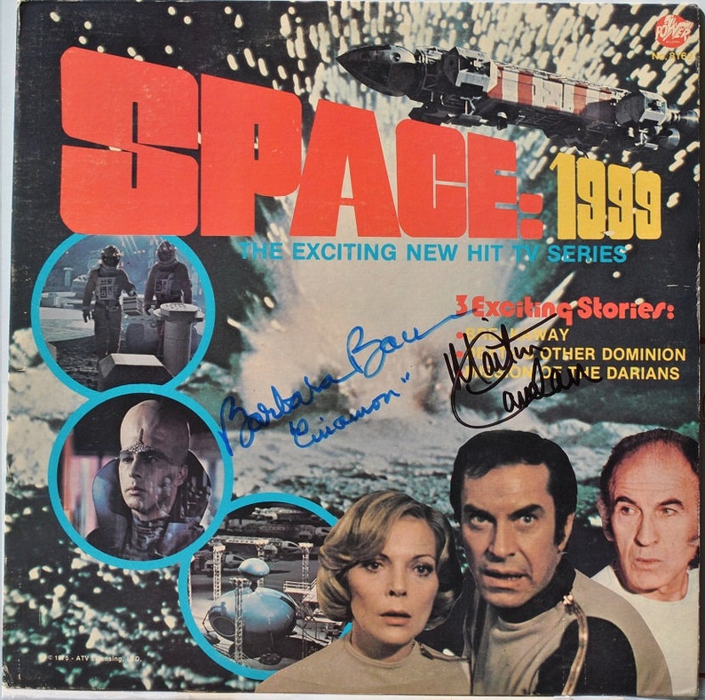 SPACE 1999 AUDIO Stories Album Signed X2 Martin Landau, Barbara Bain wcoa