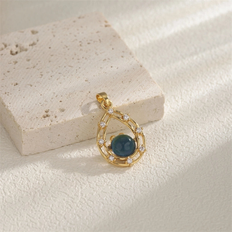 1 PCS/Package Hole 10mm+ Copper Zircon 18K Gold Plated Heart Shape Flower Pendant