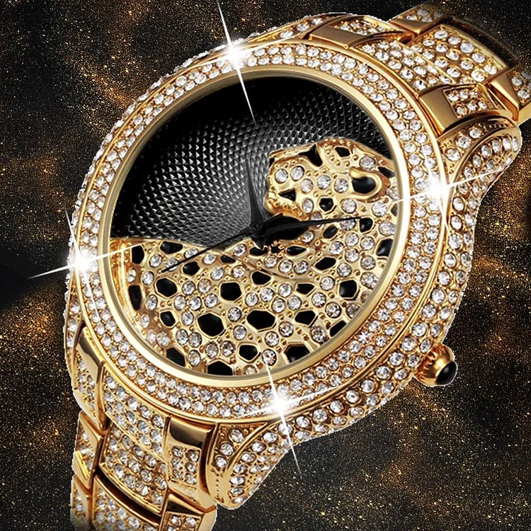 Hiphop Jewelry Leopard Men Gold Watches-VESSFUL