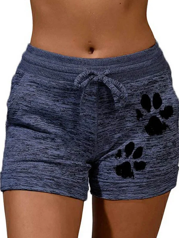 Paws Printed Elastic Wiast Shorts