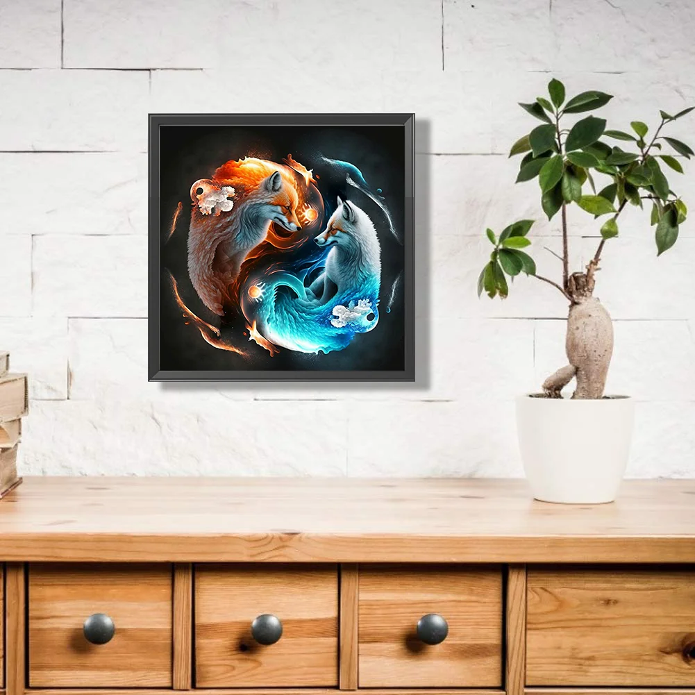 5D DIY Full Square Drill Diamond Painting Kit Fox Yin Yang Symbol Craft (F1290)