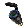 DIN Plug to QC3.0 + PD USB Charger w/ LED Light for Motorcycle (Black+Blue)