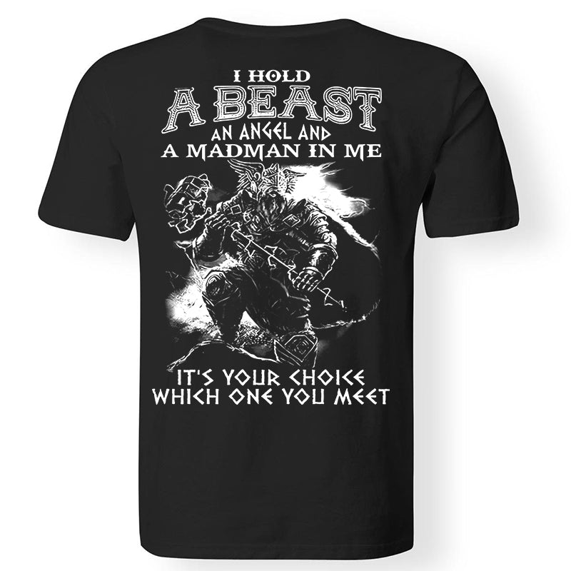 Vikings I Hold A Beast Printed Men's T-shirt WOLVES