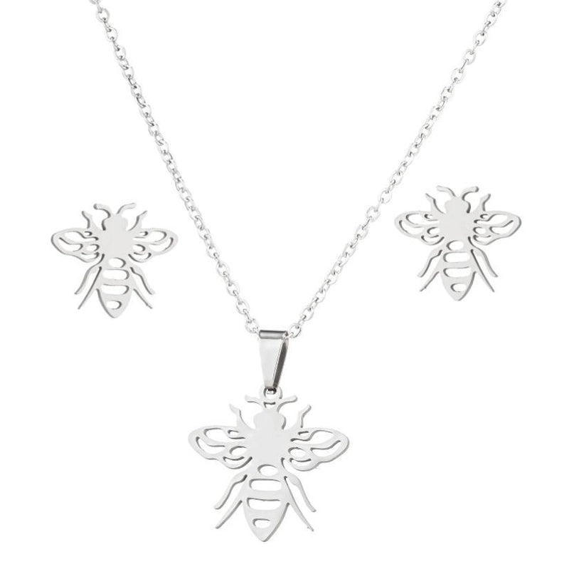 Fashion Animal Stainless Steel Plating Earrings Necklace 1 Set