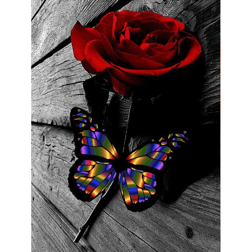 

Valentine Day Butterfly Rose - Round Drill Diamond Painting - 30*40CM, 501 Original