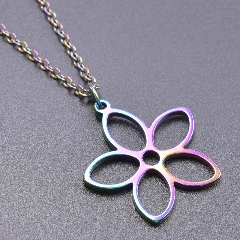 304 Stainless Steel Minimalist Plating Flower Pendant Necklace