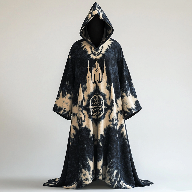 Tie dye hooded robe cape 0089