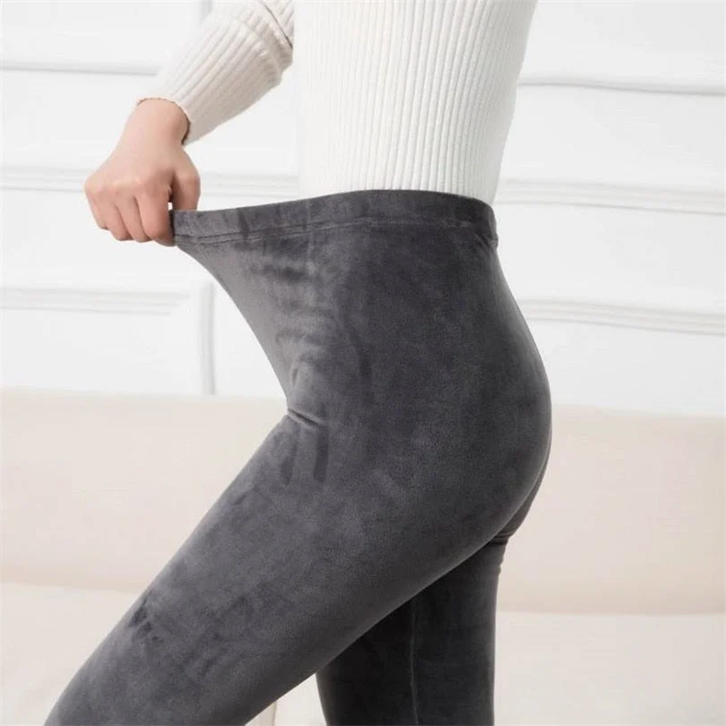 CUHAKCI Warm Leggins Winter Thick Velvet Leggings Women Knit High Elastic Autumn Top Quality Double Sided Casual Pants