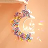 DIY Bohemian Macrame Suncatcher Handmade Hanging Decor Craft Kit Wear Resist Hand Woven Crystal Moon Pendant Braided Sun Catcher Crystals Charm For Home Decor Gift Office