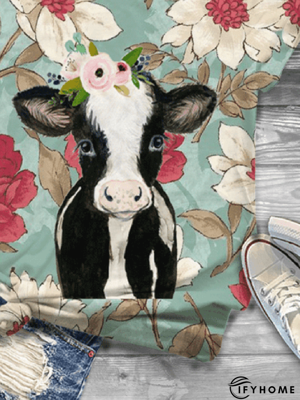 Short Sleeve Crew Neck Printed Casual T-shirt | IFYHOME