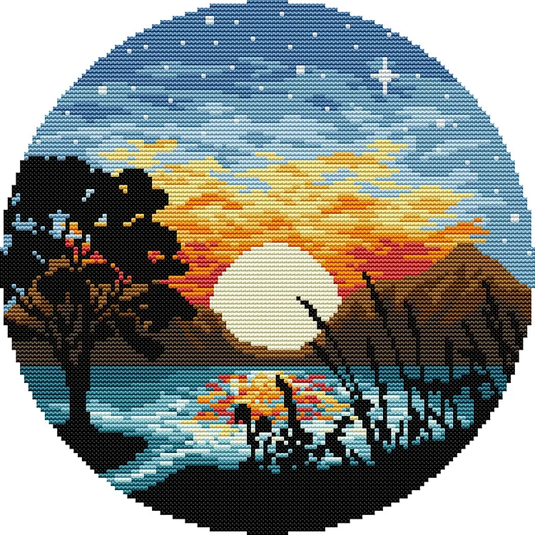 Sunset 3 - Printed Cross Stitch 14CT 31*31CM