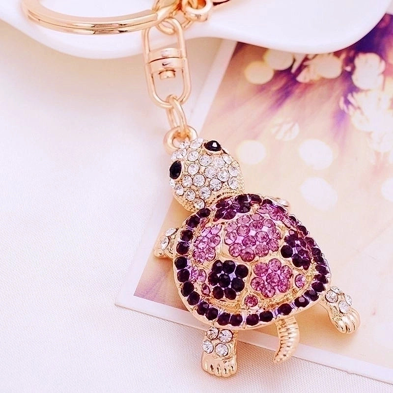 Cute Tortoise Alloy Inlay Rhinestones Women’s Bag Pendant Keychain