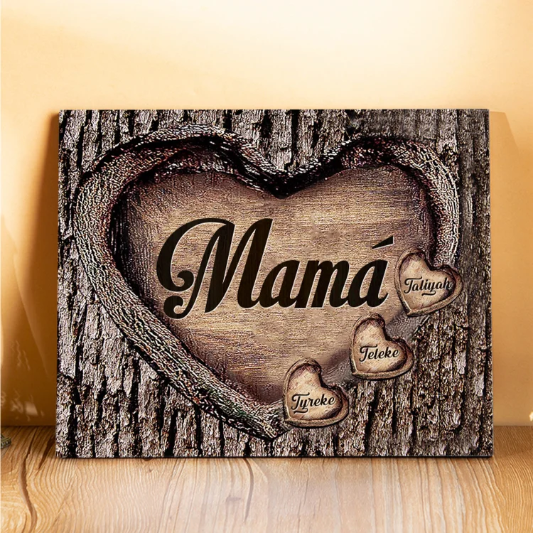 A mi mamá-Lámina marco de madera para mamá personalizado con 3 nombres