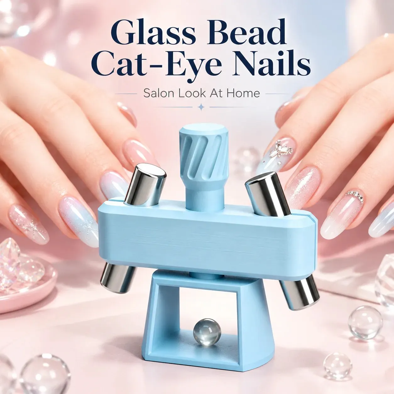 Create stunning glass bead cat-eye nails at home