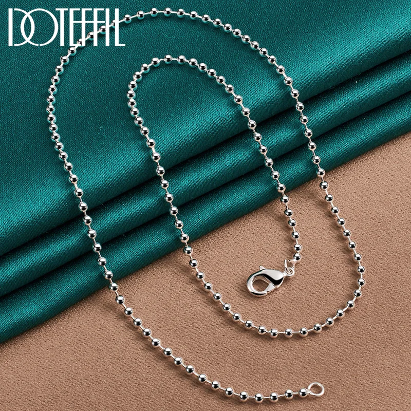 DOTEFFIL 925 Sterling Silver 18 Inch Bead Chain Necklace For Woman Jewelry