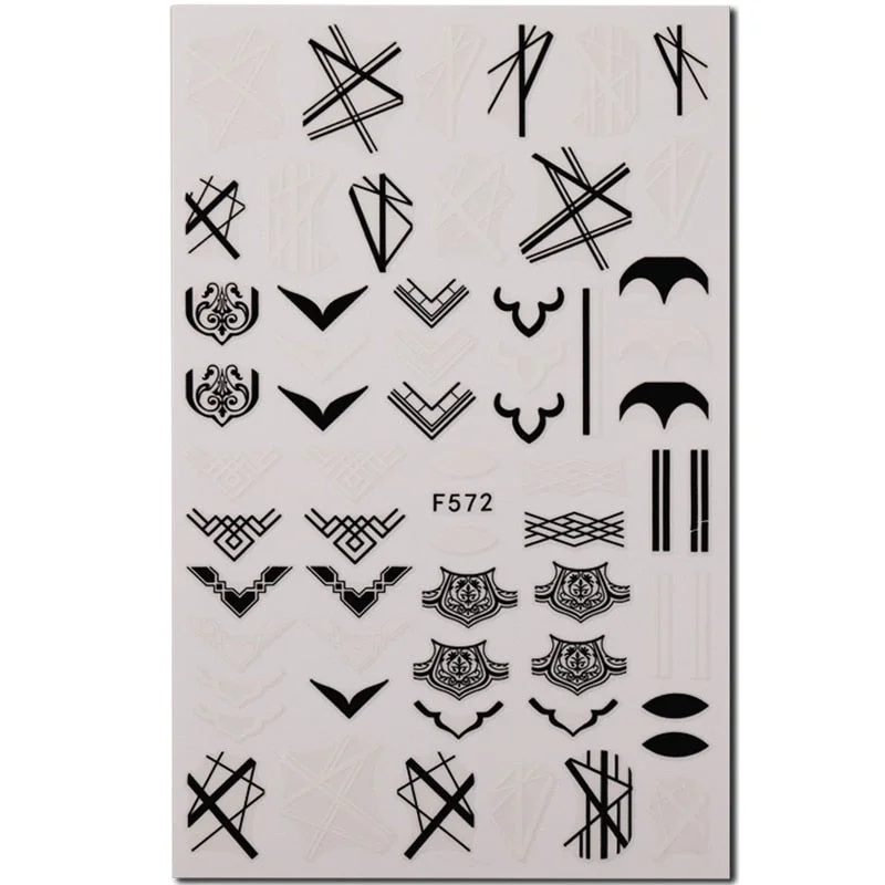 1PC Abstract Face 3D Nail Stickers Geometry Lines Love Letter Slider For Nails Gel Polish Decals For Manicures Decoration-Nail Inspo