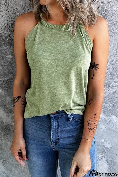 Solid Sleeveless T Shirt