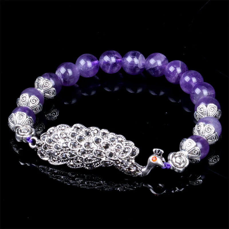 Natural Amethyst Peacock Balance Bracelet