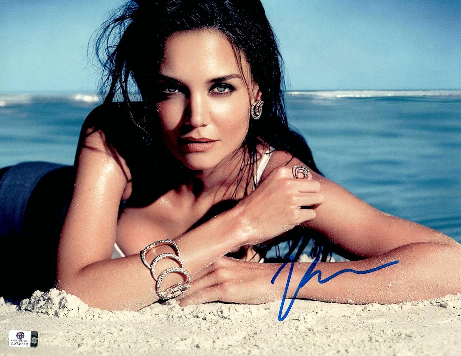 Katie Holmes Signed Autographed 11X14 Photo Poster painting Sexy in Sand on Beach GV749160