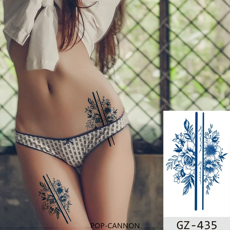 Temporary Tattoo Stickers Love Creative Geometry Totem Juice Ink Lasting Waterproof Sexy Girl Arm Face Neck Realistic Fake Tatoo
