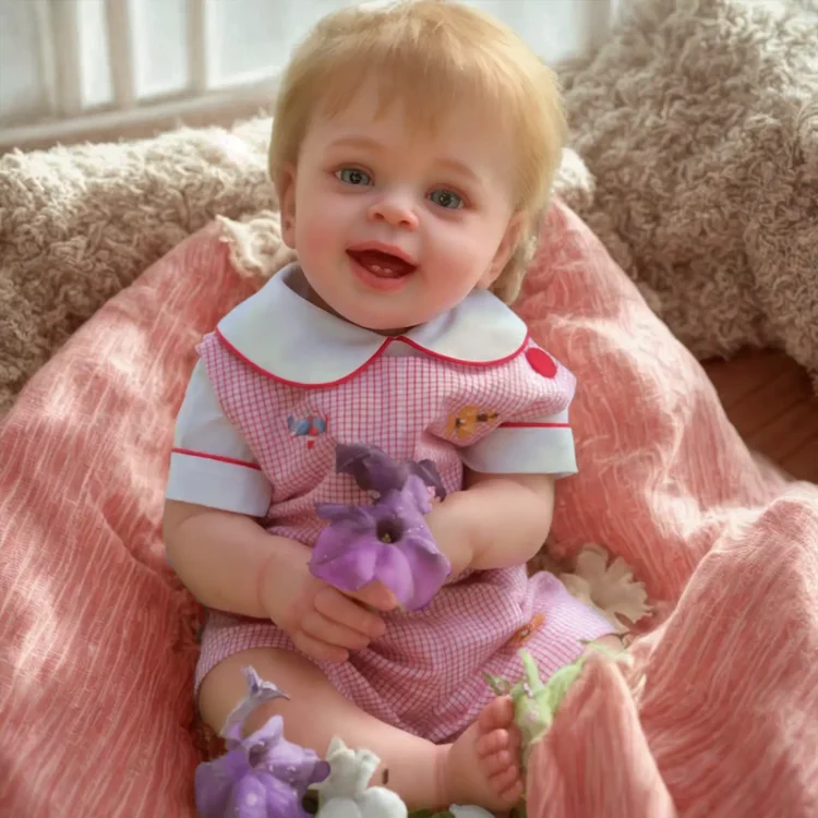  20'' Realistic Lifelike Reborn Toddler Baby Doll Boy Surdin with Hand-rooted Blonde Hair & Blue Eyes Opened with Heartbeat💖 & Sound🔊 - Reborndollsshop®-Reborndollsshop®