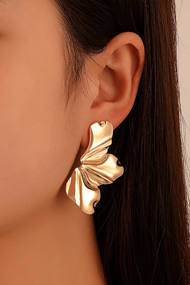 Half Flower Shaped Alloy Fashionable Stud Earrings