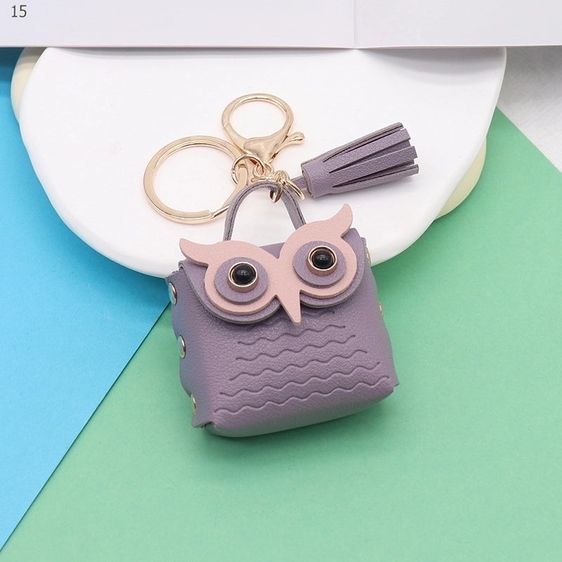 Minimalist Streetwear Owl Pu Leather Unisex Bag Pendant Keychain