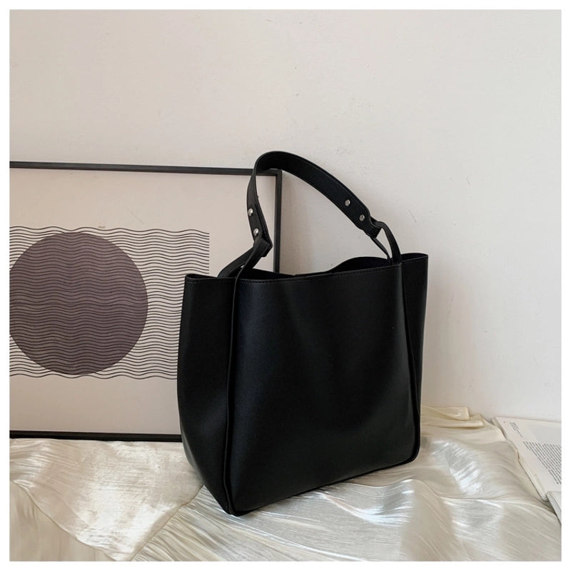 Vintage Bucket Bag New Trendy Internet Celebrity Popular Shoulder Bag Korean Style Fashionable Solid Color Large Capacity Women's Bag3