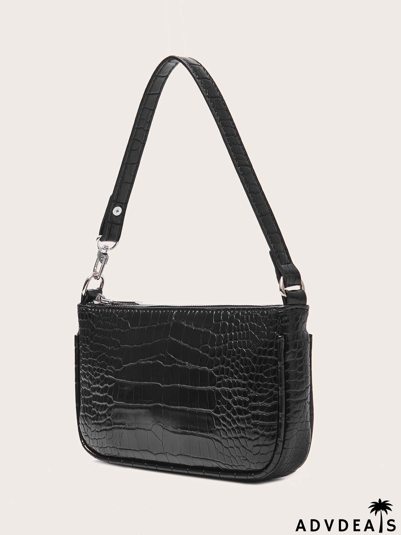 Croc Embossed Baguette Bag