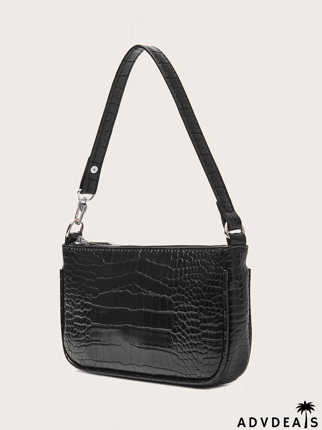 Croc Embossed Baguette Bag