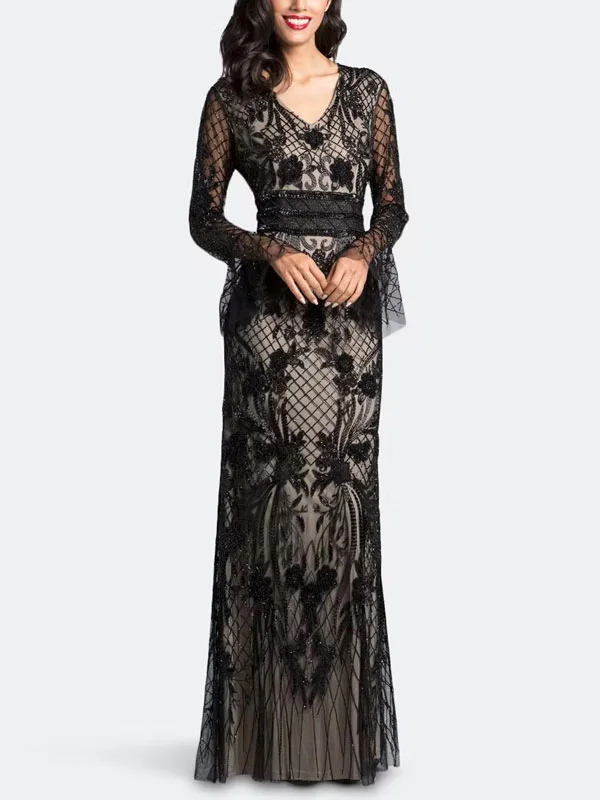 Beaded sequin lace party dress for women