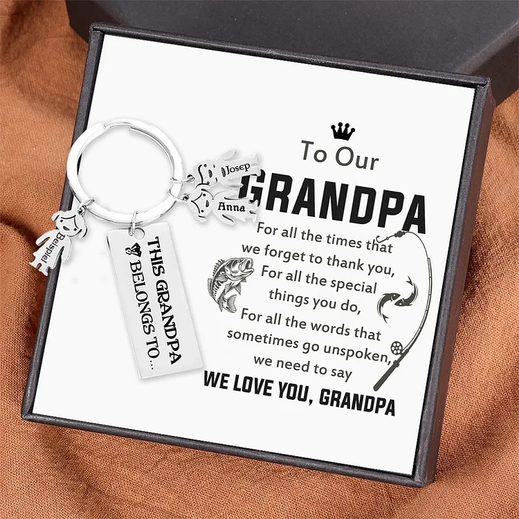 3 Names-Personalized Grandpa Kids Charms Keychain Gift Set-Custom Special Keychain Gift For Grandpa-We need to Say We Love You