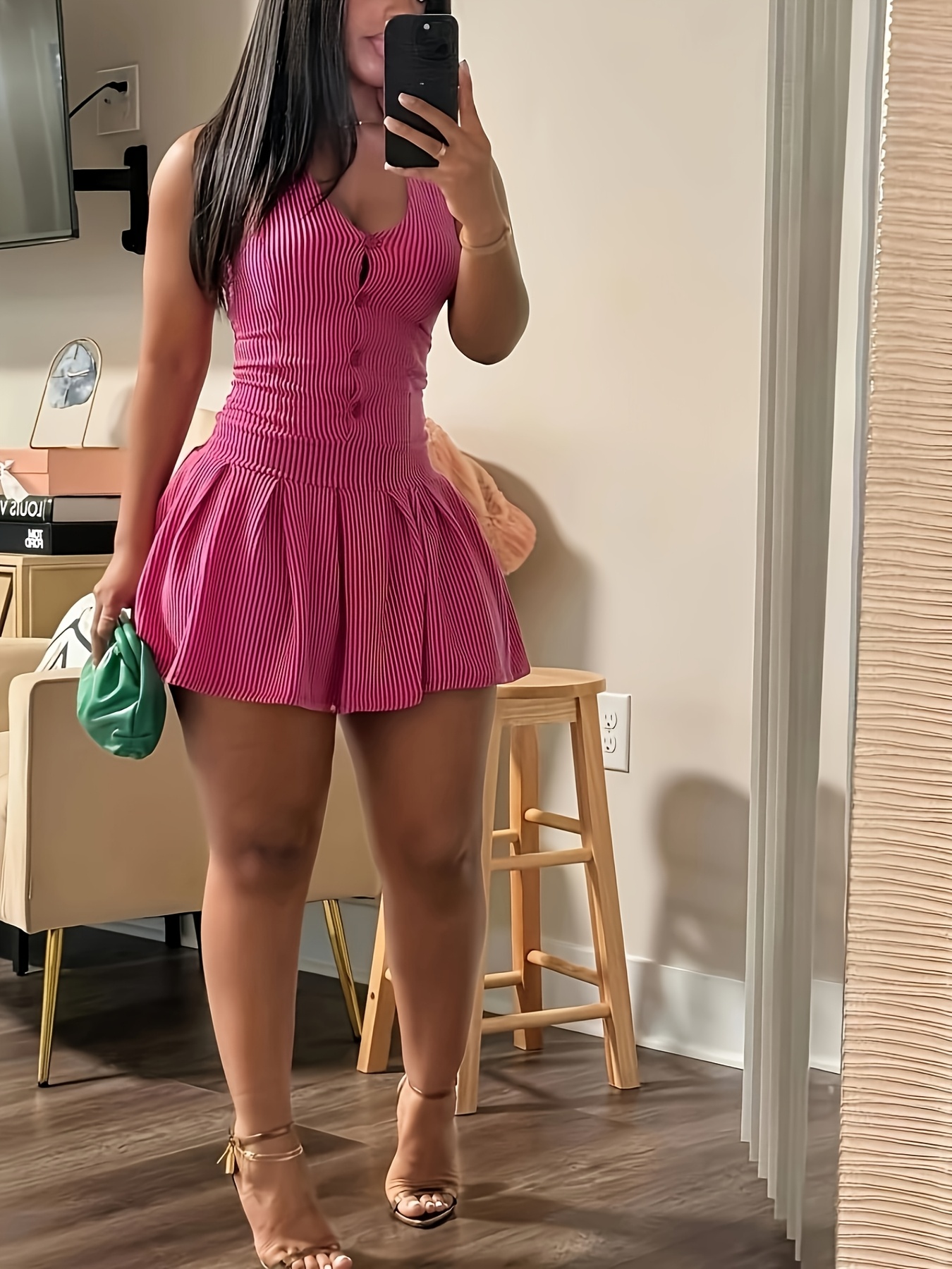 Kolliey Summer Sexy Wrap Solid Color Bodycon Short Dress - Sleeveless Halter Mini Dress For Women, Vibrant Orange, Button Detail, Pencil Fit, Perfect For Spring/Summer Vacations, Vacation Dress|Halter Neckline|Pencil Fit Dress