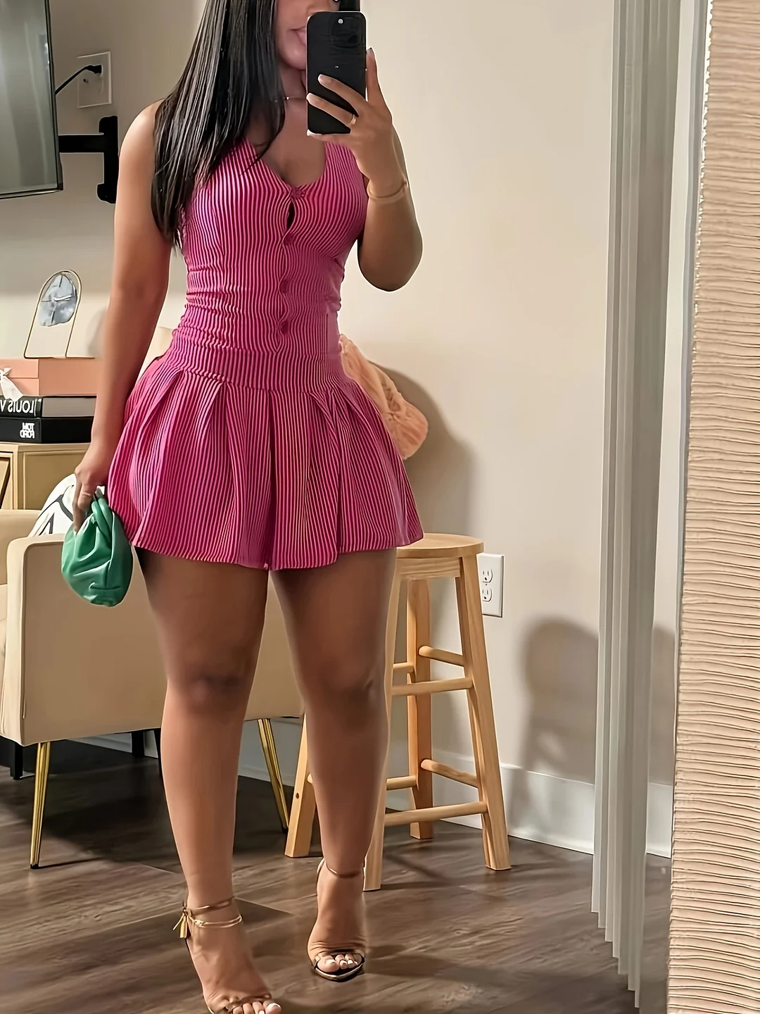 Kolliey Summer Sexy Wrap Solid Color Bodycon Short Dress - Sleeveless Halter Mini Dress For Women, Vibrant Orange, Button Detail, Pencil Fit, Perfect For Spring/Summer Vacations, Vacation Dress|Halter Neckline|Pencil Fit Dress