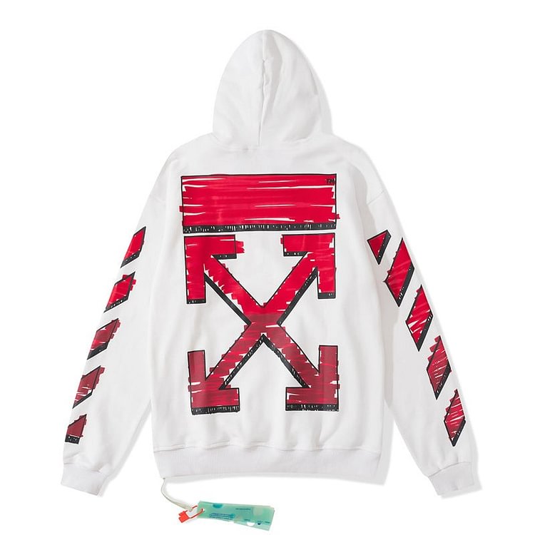 off White Hoodie Graffiti Hooded Sweater Ow Male and Female Couples Wear Coat