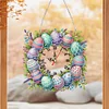 (US Only)2D Flat DIY Easter Diamond Painting Clock Pendant for Living Room Decoration