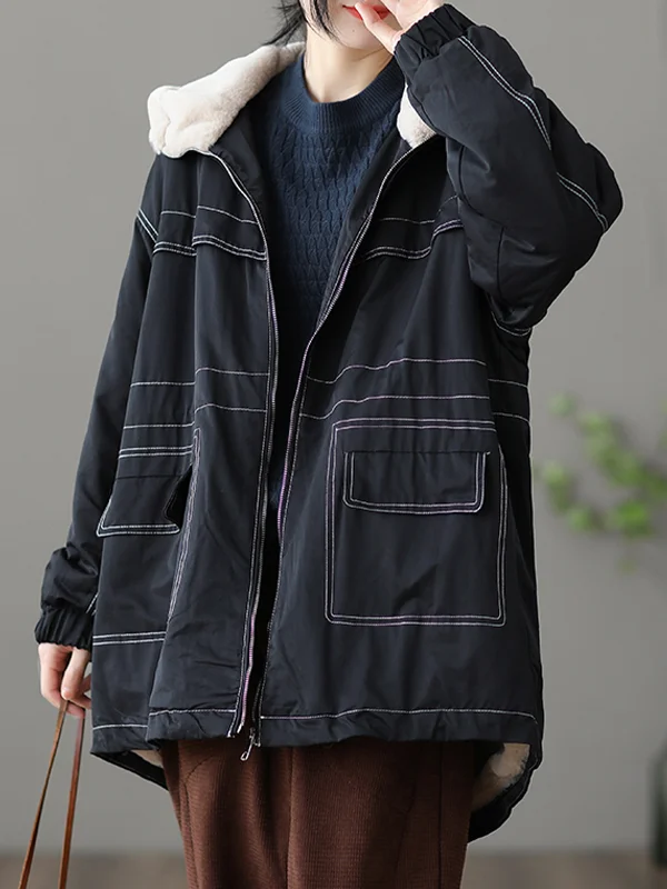 Retro Loose Thicken Hooded Jacket - yankia
