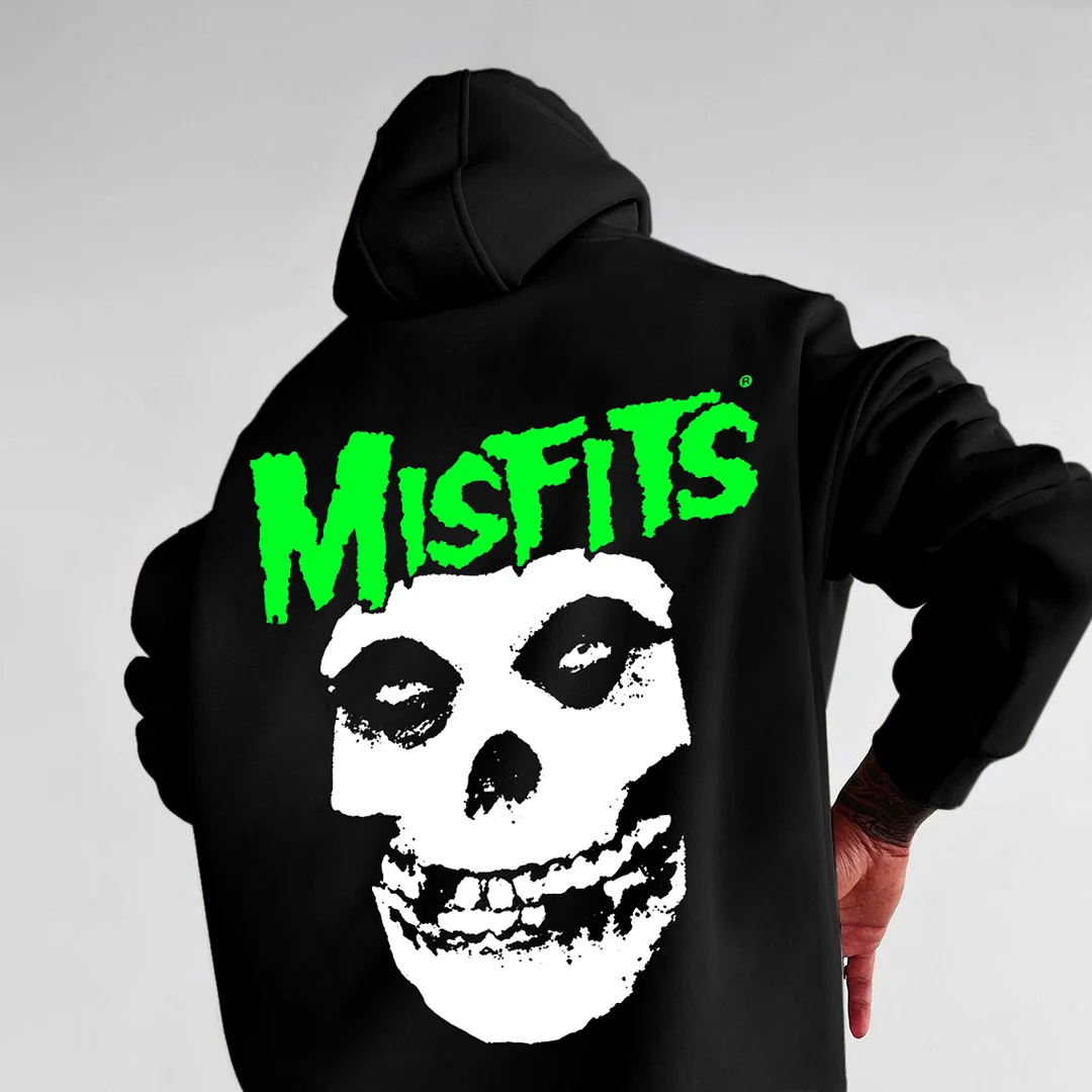 Oversize Misfits Hoodie Halloween Skull Sweatshirt、、URBENIE