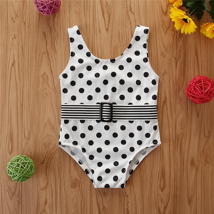 Kid 90cm-120cm Dots Printed One Piece Swimsuits