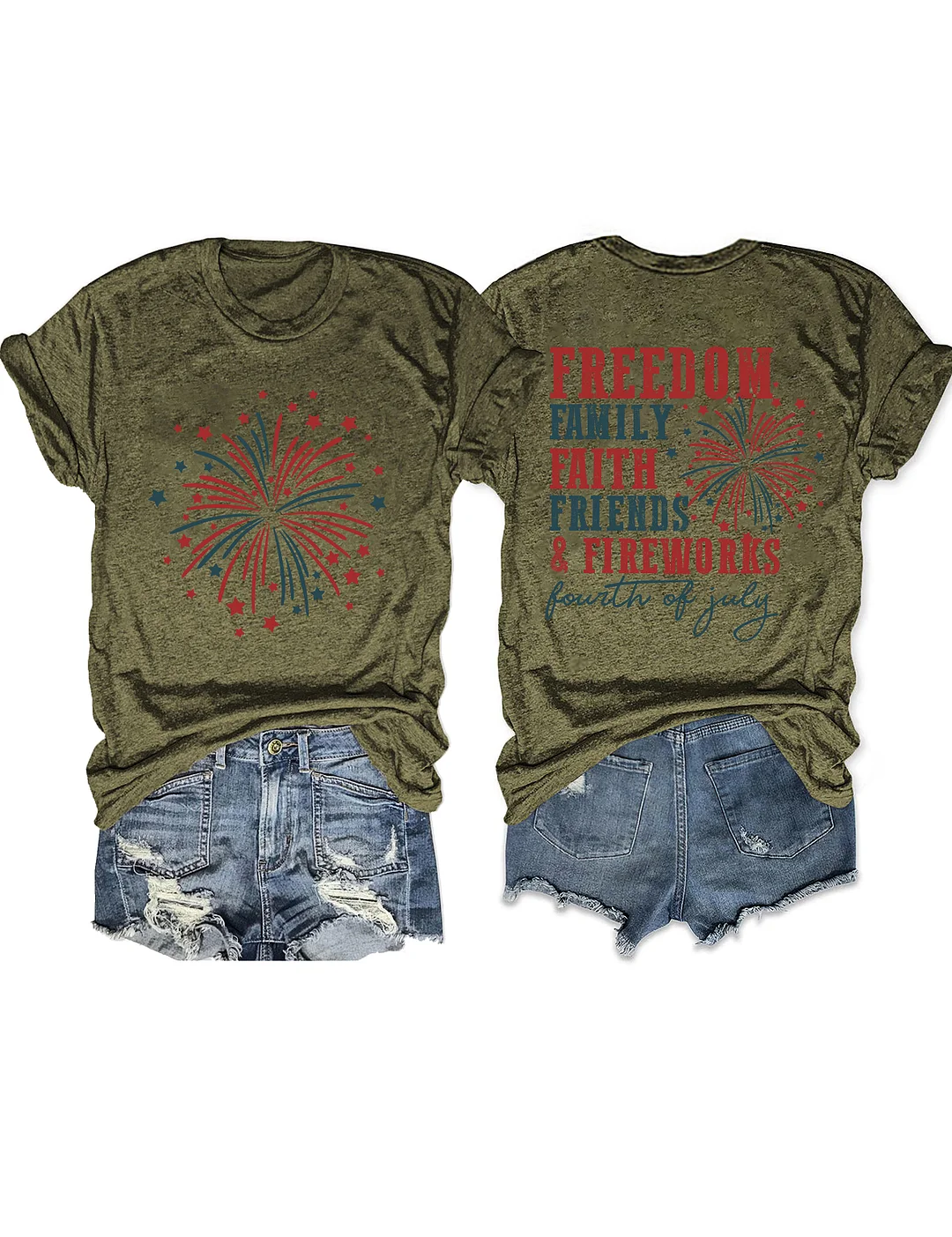 Freedom Family Faith Friends Fireworks T-Shirt