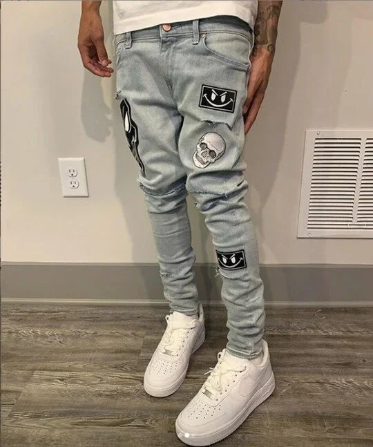  Fashion personality street style ripped jeans