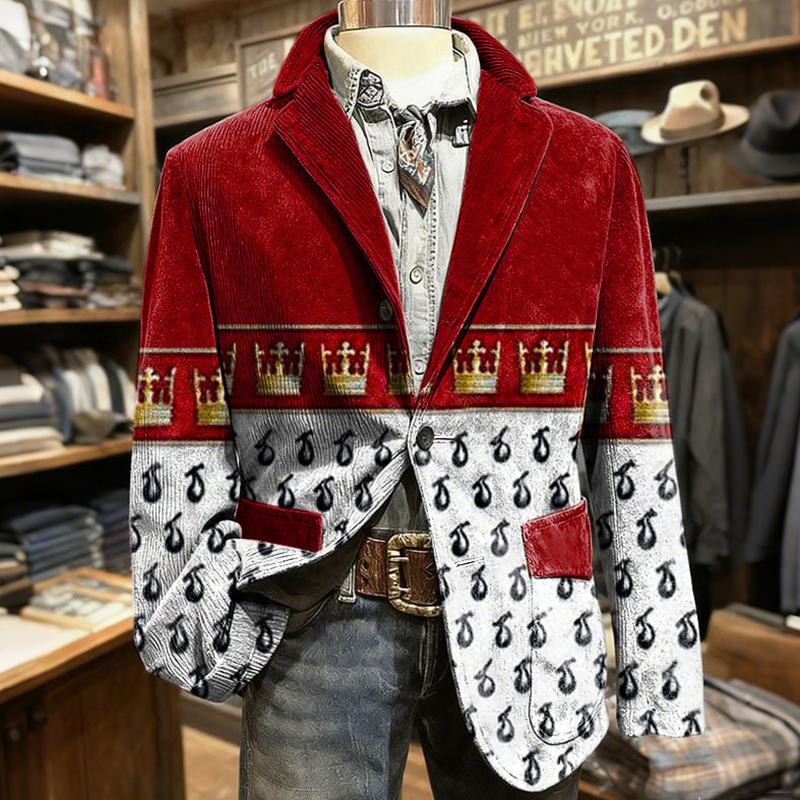 Men's Retro Cologne Carnival Print Casual Suit Jacket elevenforest