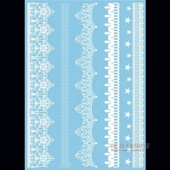 1sheet White Lace Henna Flash Tattoo Butterfly Feather Fake Temporary Tatoo Sticker Summer Style Body Art Beauty Jewelry J017
