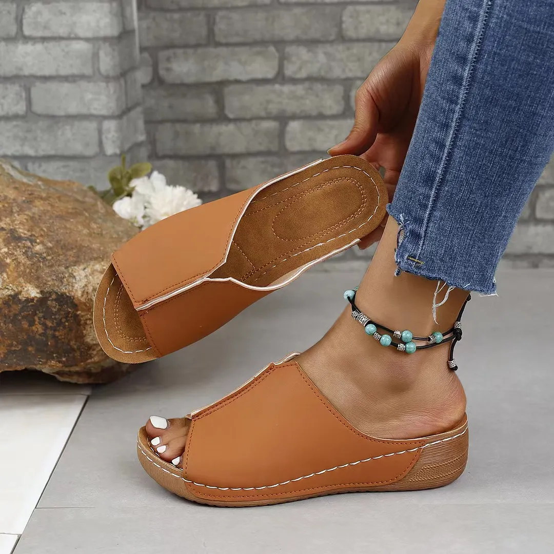 Breakj Breakj New Women's Summer Slope And Thick-Bottom Slippers Large-Size Casual Fashion Simple Thick Bottom Increase